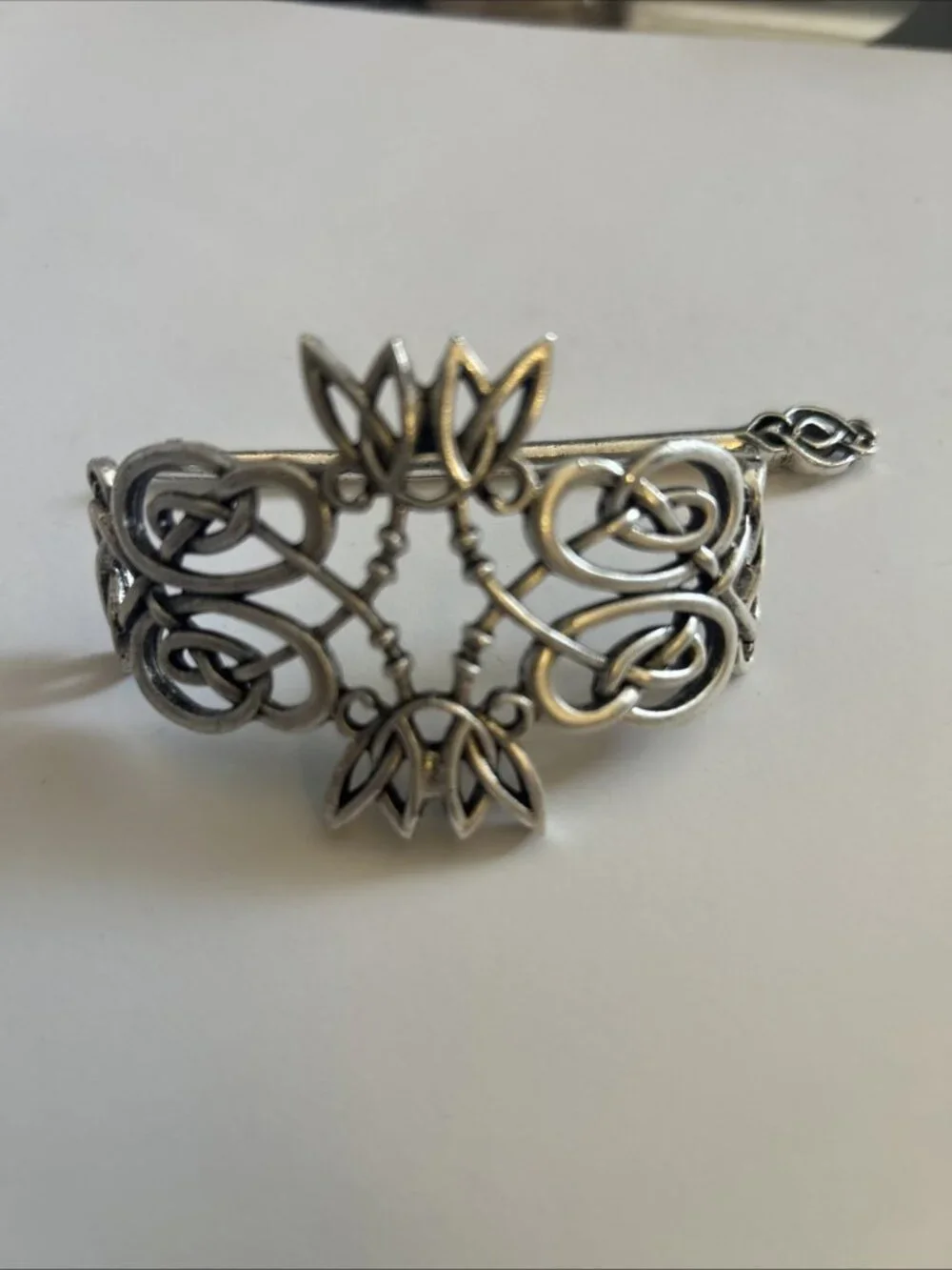 Celtic Hair Barrette Clip Antique Silver Zinc Alloy Celtic Medieval Knot Design